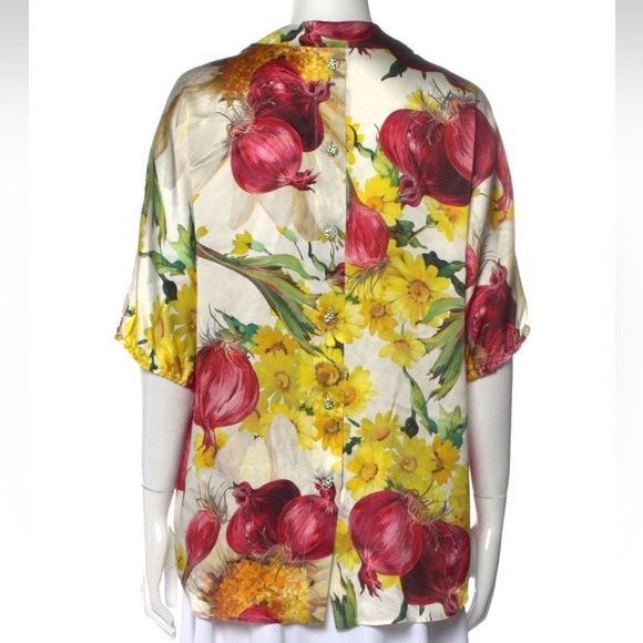 Dolce Gabbana Onion Print Silk Blouse Top - Picture 14 of 14